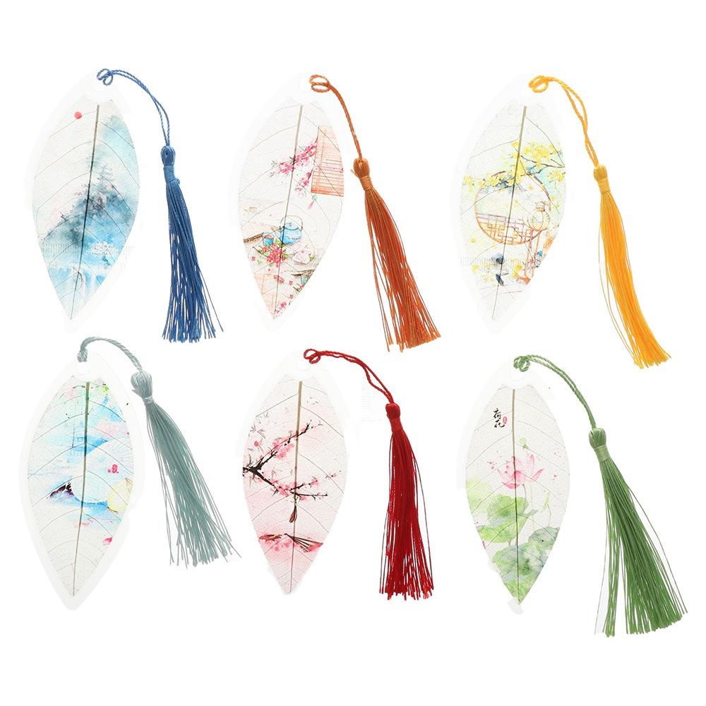 Students Chinese Style Pretty Aesthetic Leaves Bookmark Paper Cilp Leaf Vein Bookmark Bookmarks