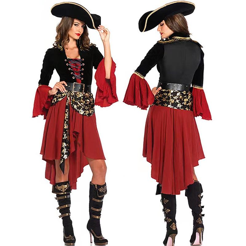 Pirate Dress for Women Halloween Costume Adult Female Pirate Captain Game Uniform Cosplay Dress