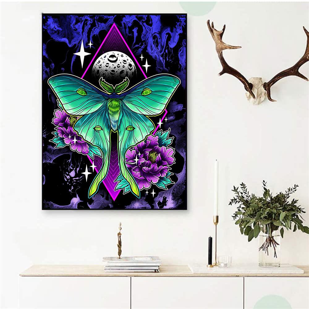 

5D Diy Алмазная картина Зеленая бабочка Набор для вышивки крестом Полная алмазная вышивка Мозаика Художественная картина Стразы Декор Подарок Full Round 20x30cm