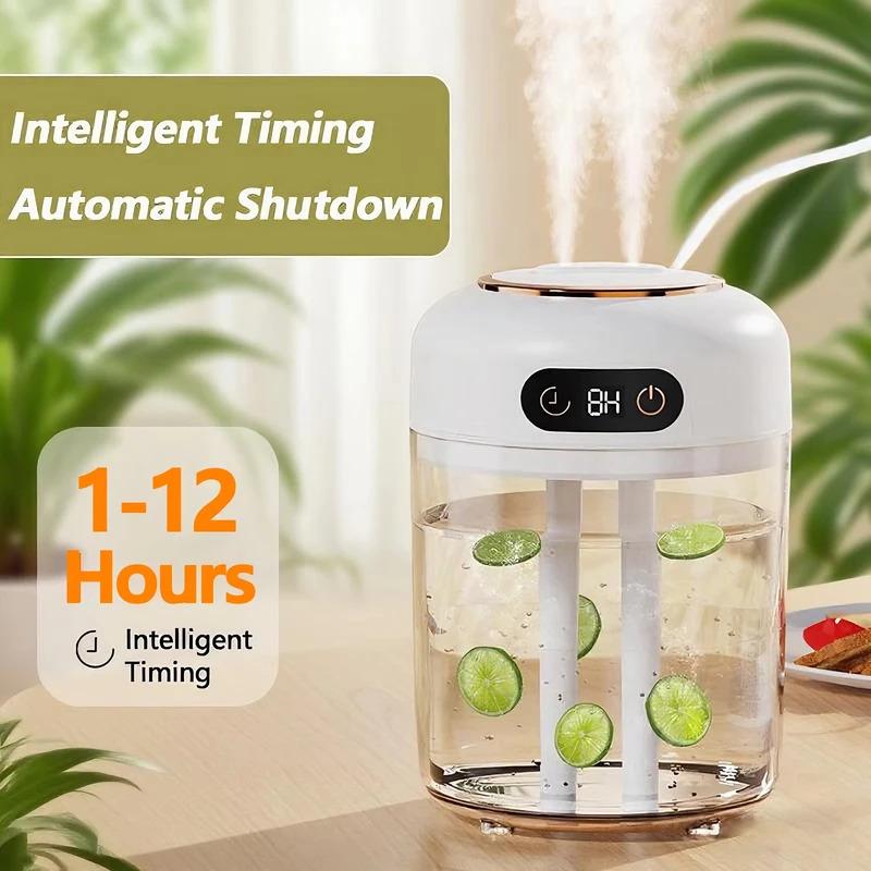 Remote Control Type Dual Spray Humidifier Desktop Aroma Diffuser Bedroom Remote Timer Ambient Light Screen Display Mist Maker