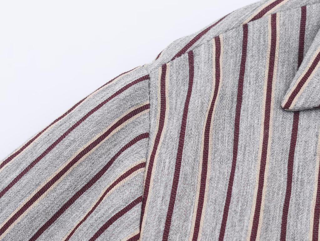2025 Autumn Women's Slimming Double-breasted Striped Bow Shirt