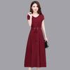 Wide Width Maxi Dress for Women - Short Sleeve, Knee Length A-Line Dress with Waist Belt