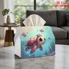2D Flat 1pc, Tissue Box. Sea Turtle Pattern Napkin Dispenser, Reusable, Daily Desktop Tissue Organizer, Suitable for Kitchen Living Room Bedroom Bathr