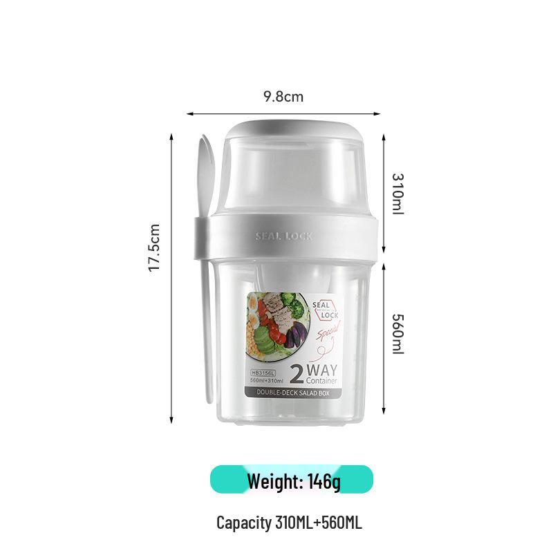 Portable Overnight Oats & Yogurt Cup with Lid and Spoon - Ideal for Breakfast on the Go 870ml-1070ml