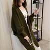 Autumn and Winter  Women's Sweater Cardigan Jacket Medium Long Loose Casual with Bat Sleeves Irregular Design
