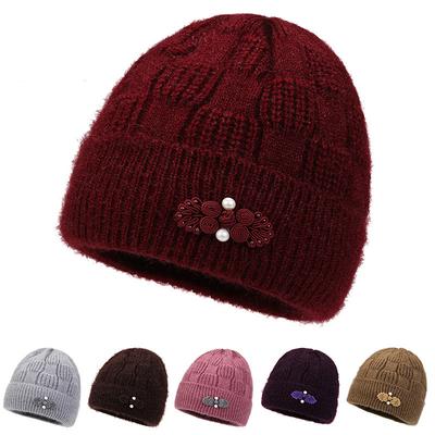 Cappello Lavorato a Maglia Invernale per Anziani di Mezza Età con Velluto Spesso Caldo Cappello e Berretti da Donna