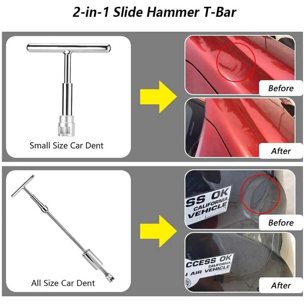 DIY Repair Dent Puller T Rod Car Dent Repair Kit Portable Car Dent Puller Tools  Vehicle Repairs