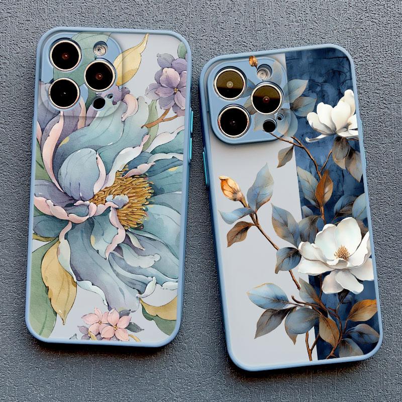 Vintage Blumen Handyhülle Für iPhone 12 11 13 Pro Max Mini 16 15 14 Pro Max X XR XS 8 7 14 15 Plus SE Schmetterling Pflanze Rückseite