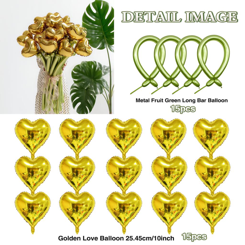 Love Balloon Bouquet Set, Red and Green Latex DIY Long Balloons for Confession Decoration At Birthday Parties