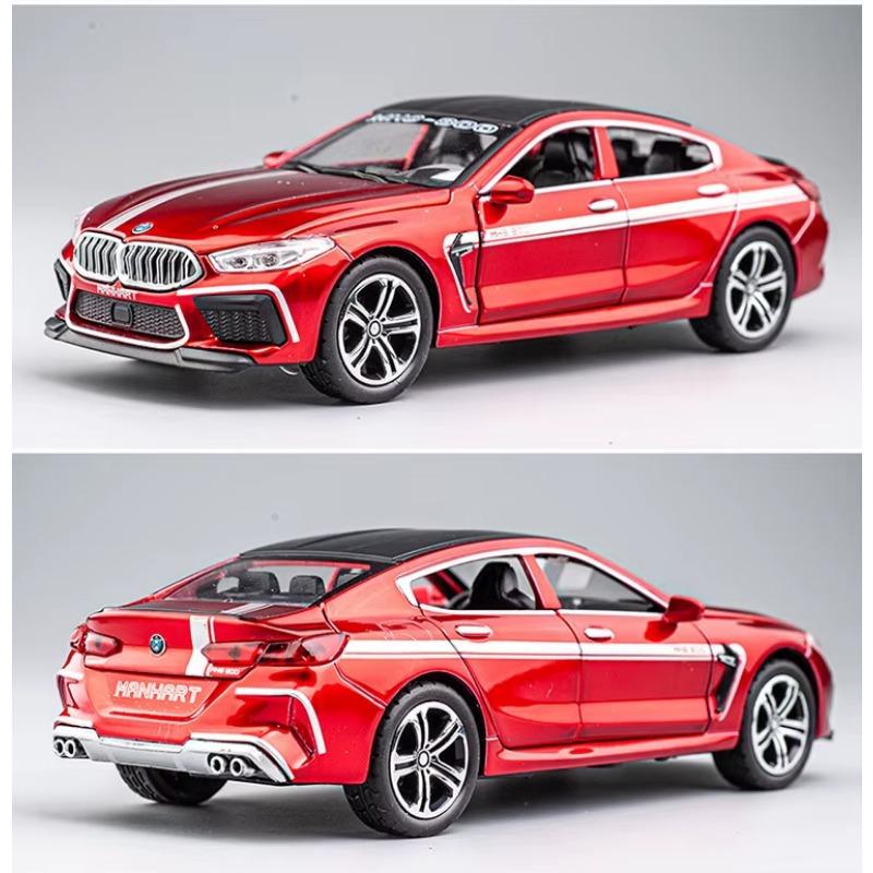 1/32 BMW MH8 800 Manhart Diecast Car Toy for Children Miniature Model Pull Back Sound & Light Collection Gift for Boys Kid Gift