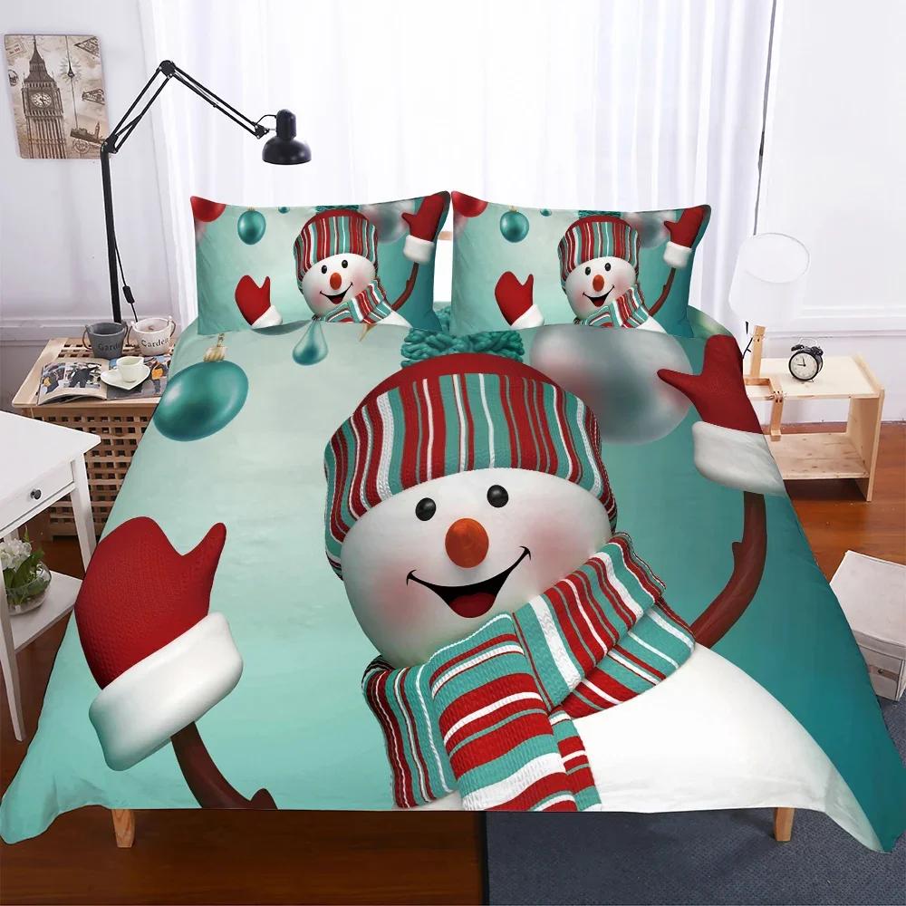 Comforter Cartoon Merry Christmas S Bedding Set Queen Size Snowman Single Double Super King Bedclothes 100% Polyester