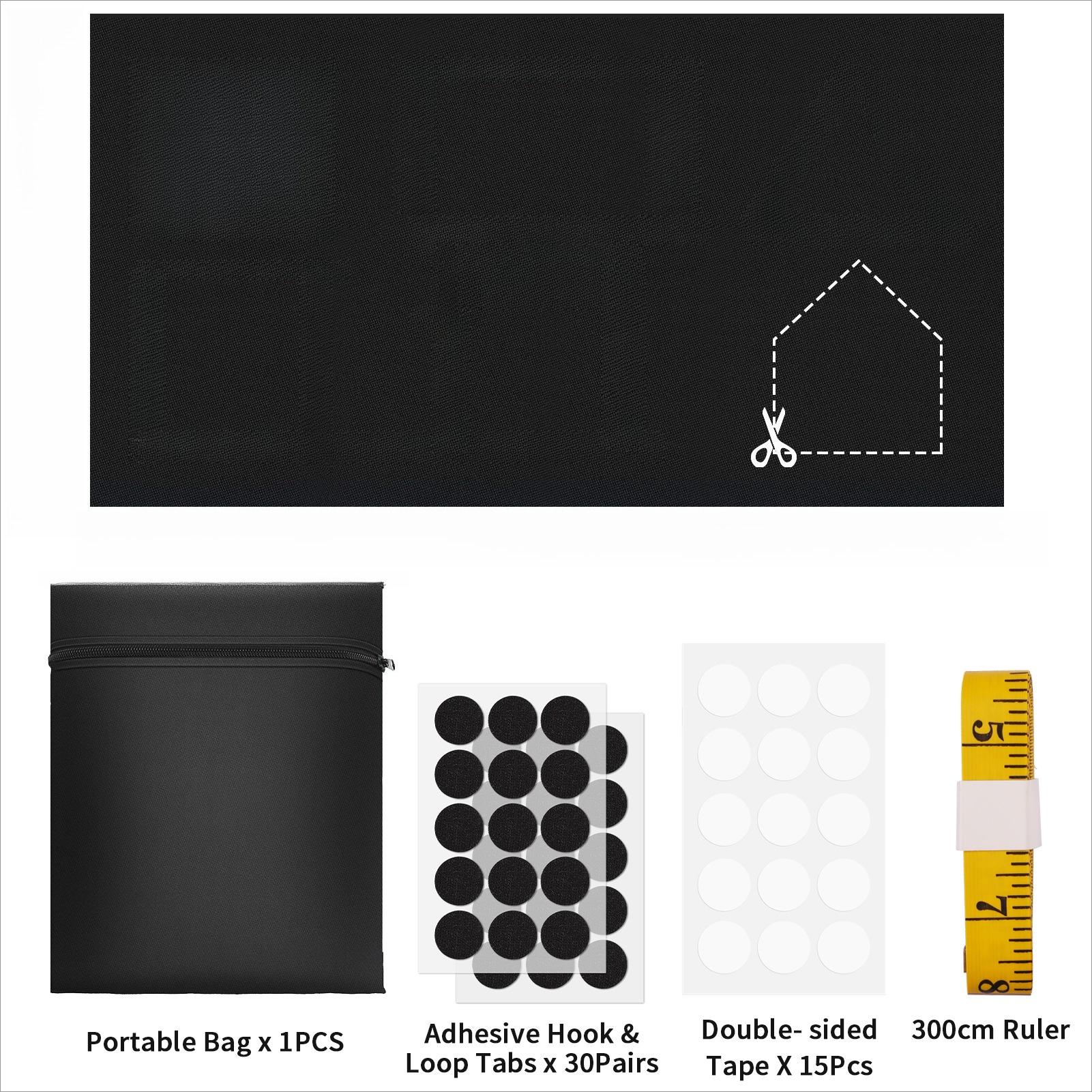 Portable Blackout Blinds 2/3/4M 100% Blackout Easy to Stick On No Drill Blinds to Stick On No Drill Temporary Blackout Curtains 100x150cm&1 panel чёрный