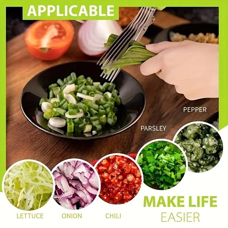 3-Layer Stainless Steel Kitchen Scissors - Versatile Onion & Herb Shredder for BBQ & Indoor Use