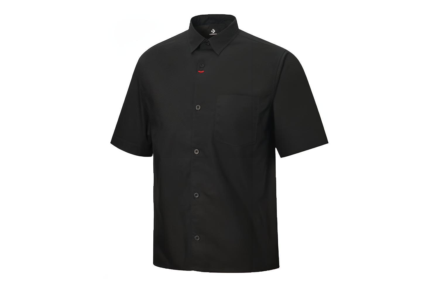 Converse Shirts Unisex Black Lapel Moderate Shirt 10021416-001 S