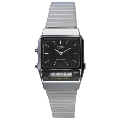 Montre unisexe vintage analogique numérique à cadran noir à quartz AQ-800E-1A AQ800E-1