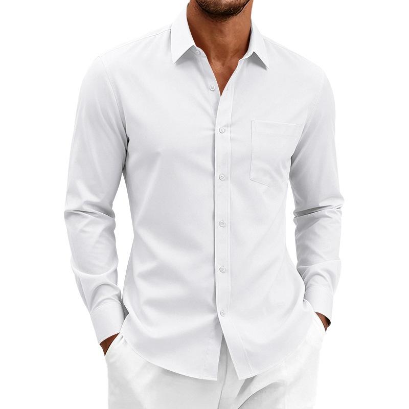 Men S Classic Casual Long Sleeve Button Down Solid Color Shirt