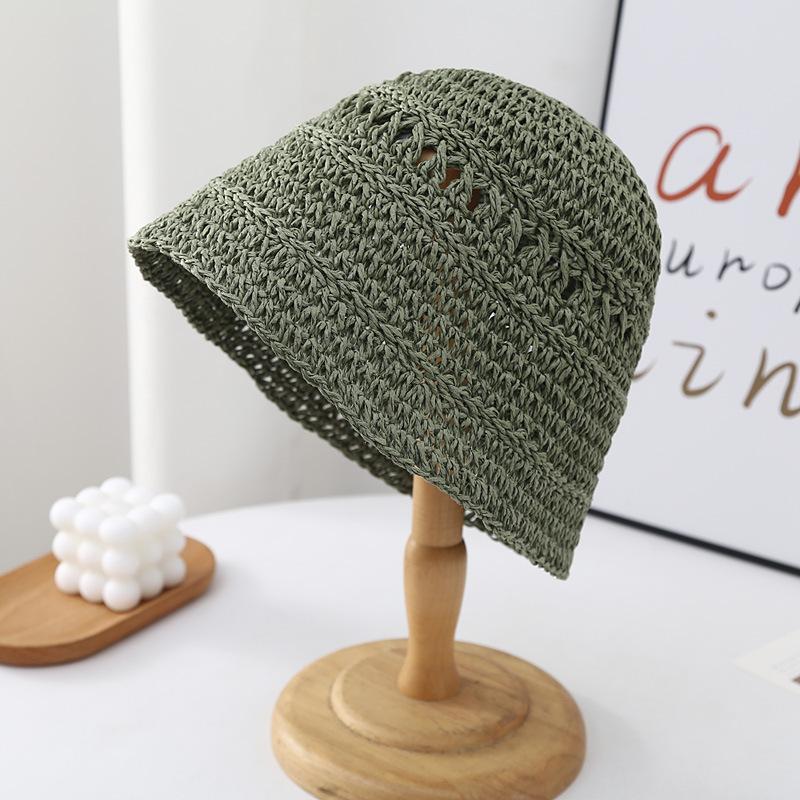 Summer Bucket Hat Straw Hat Versatile Japanese Woven Bucket Hat Beach Sun Protection Hat Women