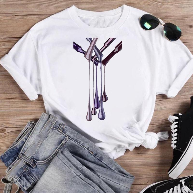 Women Lip Watercolor Sexy Lip Sweet Print T Shirt Female Graphic Top Short Sleeve Fashion  Summer Tshirts Casual Tee T-Shirt