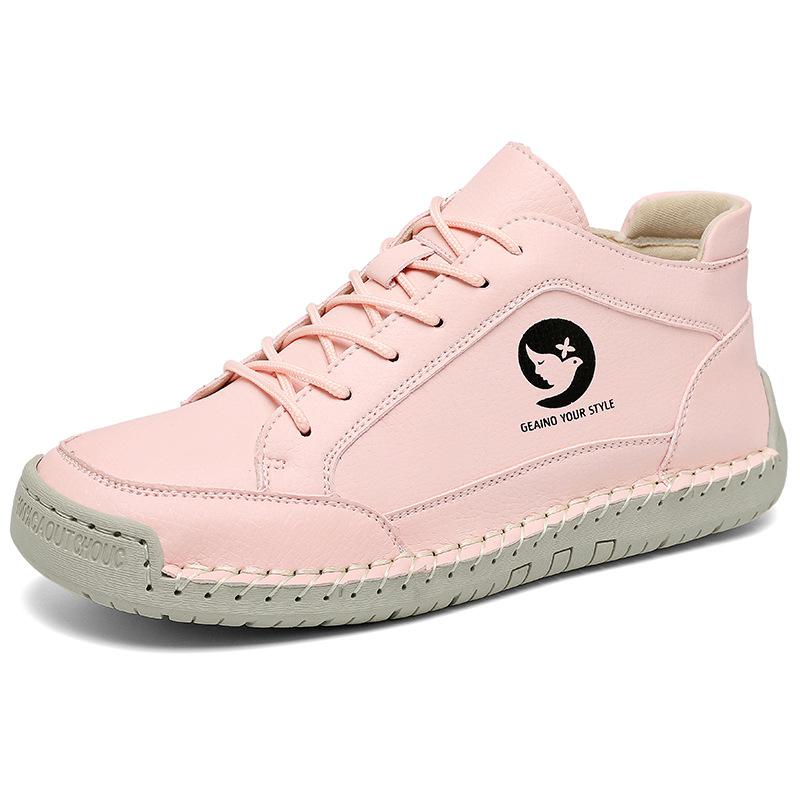White Leather Sneakers Women Sports Shoes Leather Loafers Shoes for Women Casual Shoes Hand Sewing Driving Shoes Ladies Sneakers