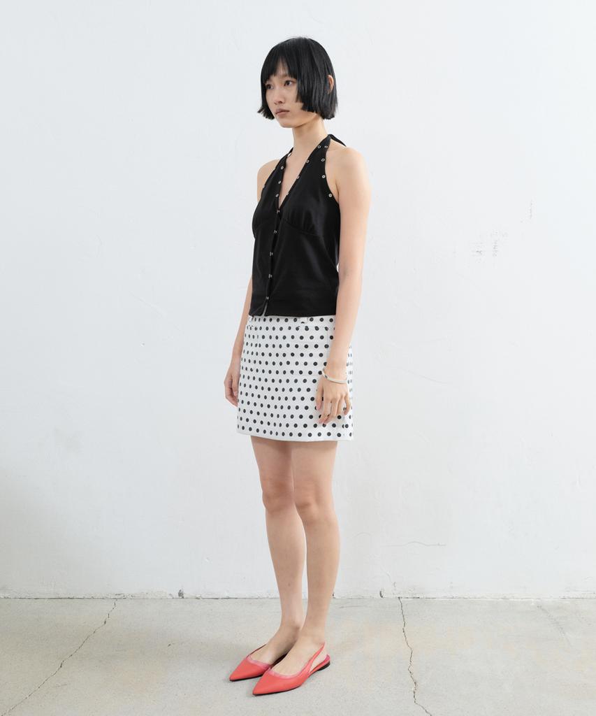 Sillot Front Pocket Dot Mini Skirt (White)