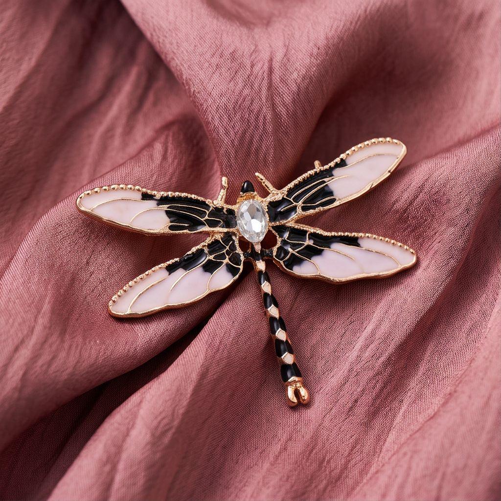 Elegant Rhinestone Dragonfly Brooch: Women's Fashion Accessory & Exquisite Corsage Pin