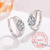 Original 925 Sterling Silver Geometric Round Crystal Hoop Earrings For Women Korean Wedding Party Jewelry Gift Female Pendientes