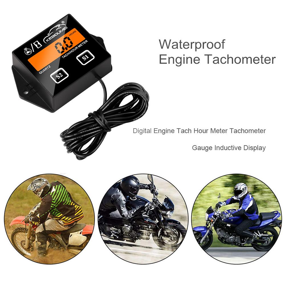 Motorrad Drehzahlstundenmesser Tachometer für Außenbordmotor Rasenmäher Motocross Motorrad Marine Kettensäge Pitbike LCD Digital