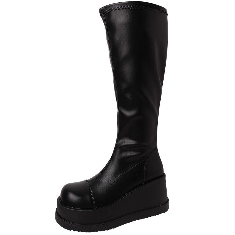 Fashion temperament niche design thick-soled heightening boots women's autumn and winter new simple and versatile high boots
