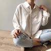 Korea Harajuku Loose Shirt Casual Long-sleeved Simple Loose White Shirt Lapel Retro Top