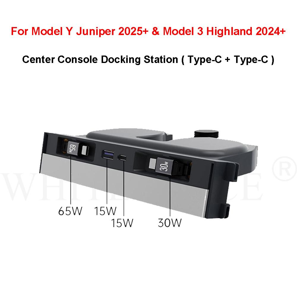 For Tesla Model Y Juniper & Model 3 Highland Intelligent Docking Station Fast Charger Extender Docking Station Powered Splitter
