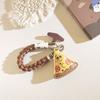 Anti-lost Leather Pizza Pendant Safety Chain Hanging Lanyard Keychain  Gifts