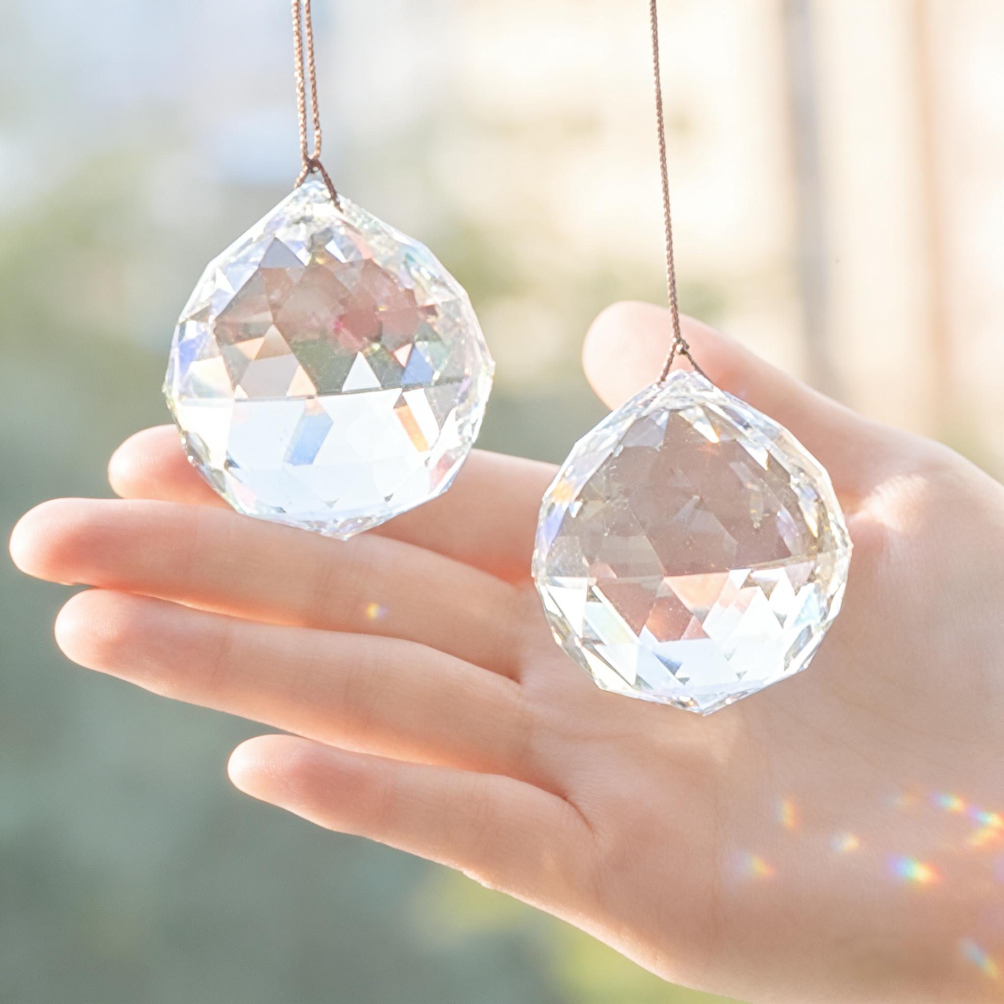 

2-Pack Crystal Sun Catcher: Solar Crystal Ball Lights, Wind Chime Pendant, Window Hanging Decor for Garden & Indoor/Outdoor