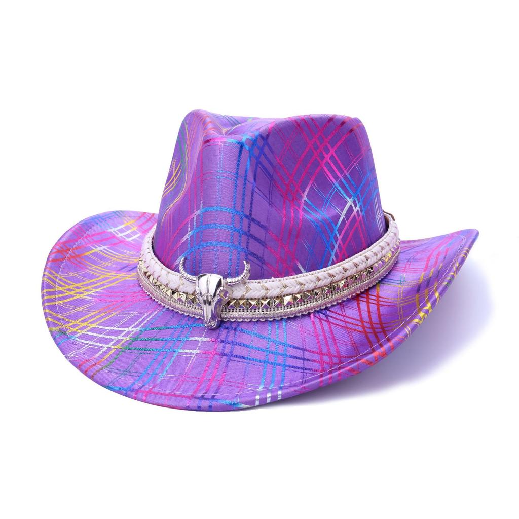 Colored Western Cowboy Hat Men'S And Women'S Versatile Jazz Hat Holiday Party Party Top Hat
