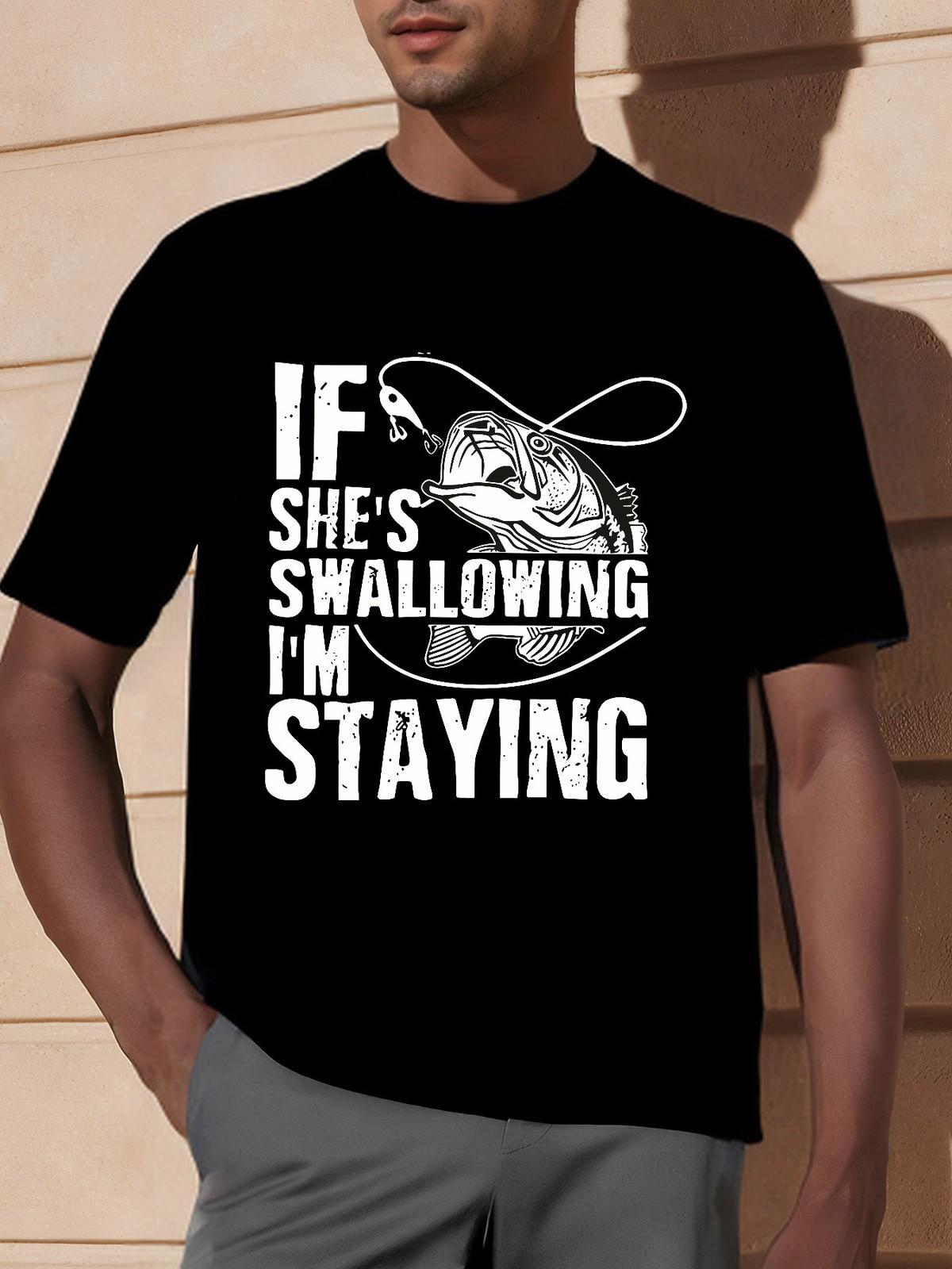 Durable Print, Men s 100% Cotton Fishing Graphic T-Shirt - If She s Swallo S разноцветный