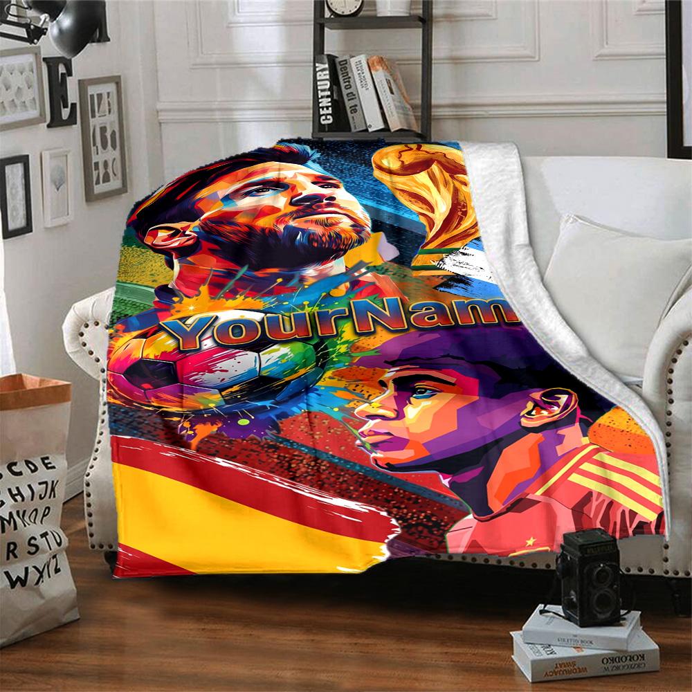 Messi Personalized Name Blanket Cozy Customizable Blanket Comfortable Suitable for Livingroom Bedding Sofa Office Chair for All Occasions