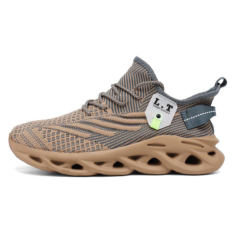 39-48 Summer Men's Large  Sports Shoes Breathable Flying Weave Sports Casual Shoes Thick Sole Blade Mesh Fashion Coconut Running Shoes