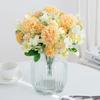 1Pc Artificial Flowers Wedding Home Bedroom Decoration Bridal Bouquet Garden Fake Silk Roses Hydrangeas Vase For Board Outdoors
