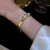 Exquisite Zircon-Gold Belt Buckle Bracelet: Luxurious Double-Layer Bangle for Chic Commuting Fashion