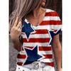 American Flag 3d Print T-shirt Women Fashion V-Neck T-shirts Short Sleeve Tops Tees Loose Casual Tees