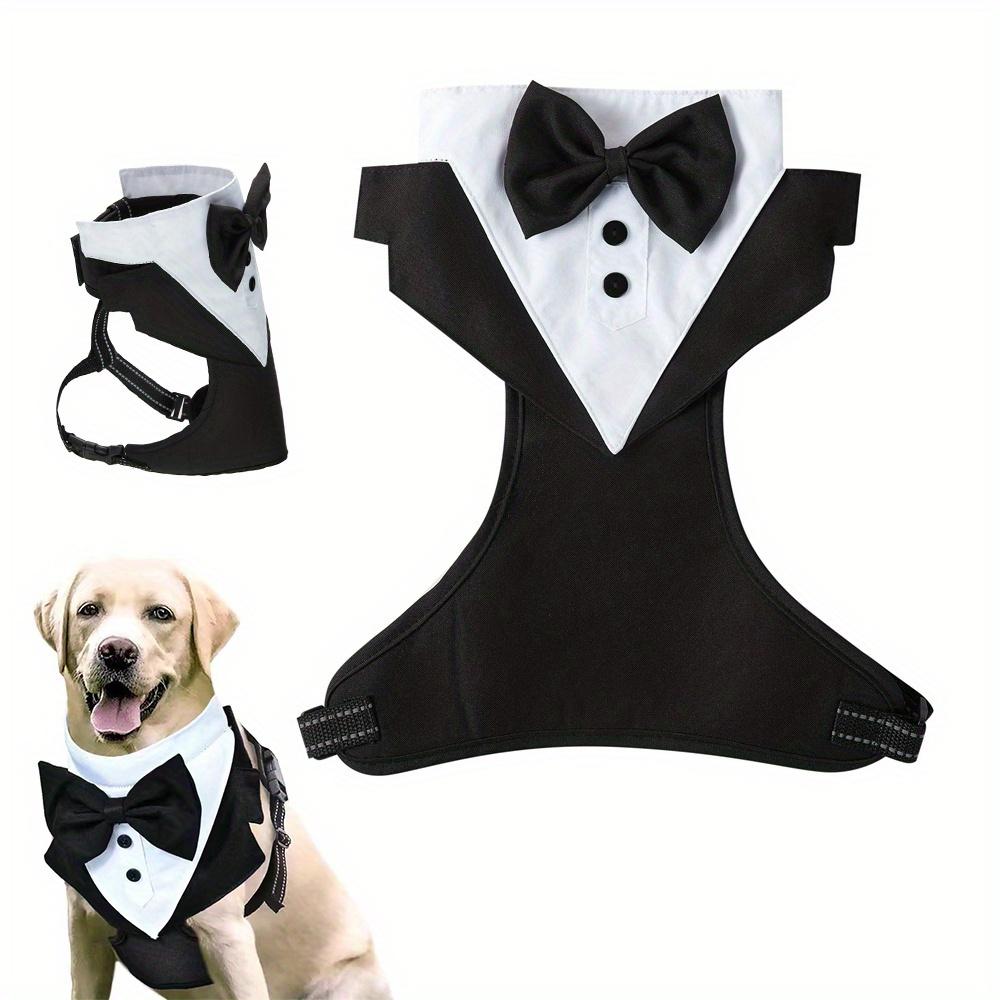 Harnais élégant pour chien smoking en polyester avec nœud papillon, gilet pour animal de compagnie en tricot pour petites, moyennes et grandes races, accessoire style gentleman