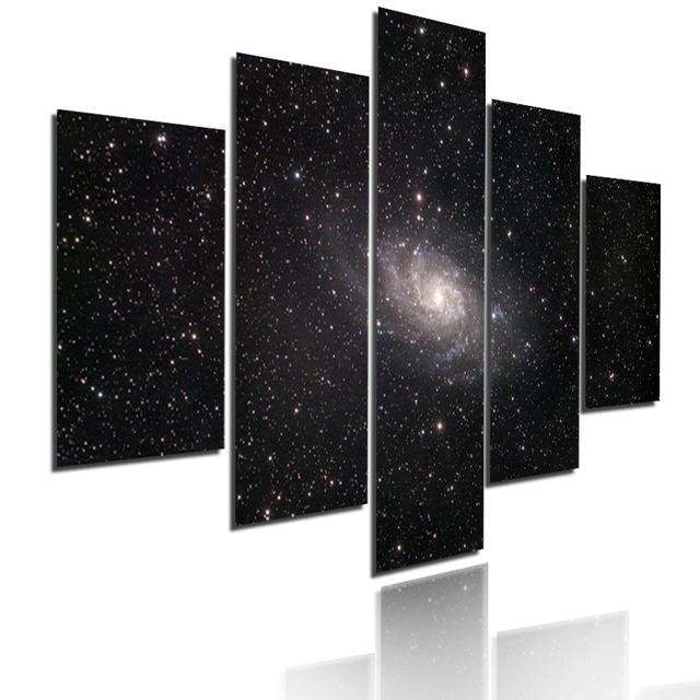 Helles Galaxie-Poster, Nebel, Weltraum, Universum, Wolken, Leinwandgemälde, 5-teilig, modulares Bild, Druck, Sternenhimmel, Wandkunst, Heimdekoration