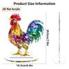 Colorful Animal Figurines Acrylic Decorative Plaque 2D Flat Owl Rooster Tabletop Decor with Base Decorations and Stand