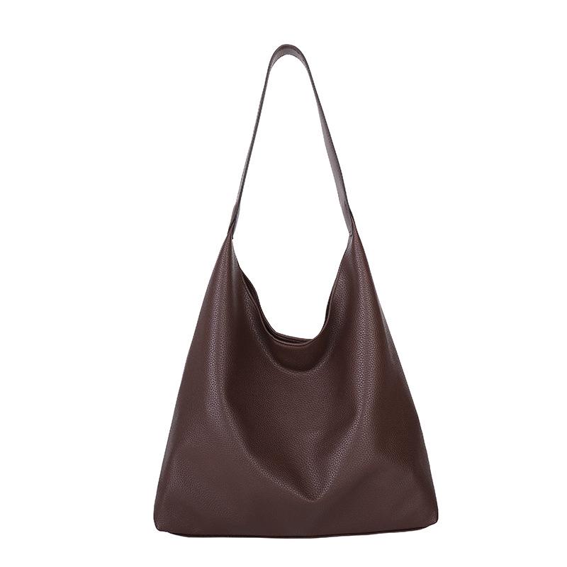 Retro Solid Color Tote Bag - Versatile Large Capacity Women's Handbag