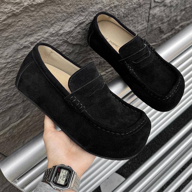 Fashion Male All-match Lazy Shoes New High Quality Suede Loafers Leather Business Formal Men Leather Shoes Brand Moccasin Wedding Shoes