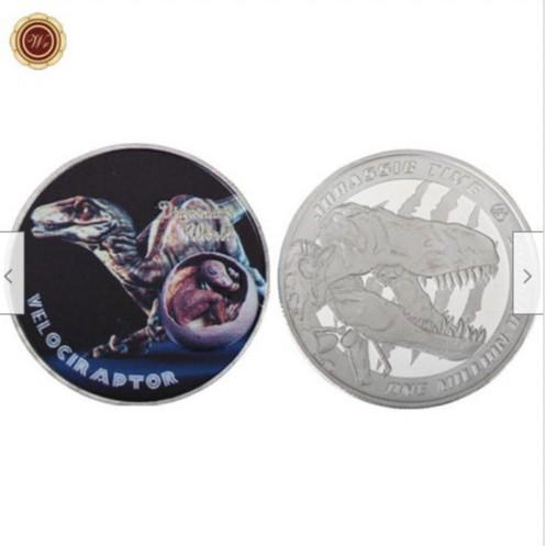 Moneda Conmemorativa Moneda de Dinosaurio Set Completo, Viene con Bolsa de Terciopelo, Insignia Metálica Colección Regalo Insignia Conmemorativa Regalo