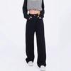 Jeans Noirs Droits Taille Haute pour Femmes en Forme Poire - Coupe Ample, Grandes Tailles, Automne/Hiver