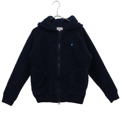 GYMPHLEX One Point Embroidery Long Sleeve Bore Fleece Zip Hoodie 12 Navy Women Used