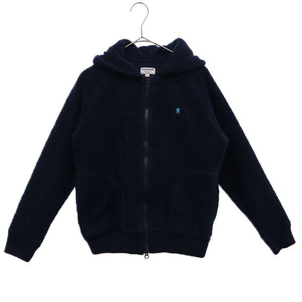 GYMPHLEX One Point Embroidery Long Sleeve Bore Fleece Zip Hoodie 12 Navy Women Used