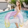 Glitter Sequin Pool Lounger with Cup Holders Floating Pool Chair for Adults and Kids for Swimming Pool Party Summer Water Fun