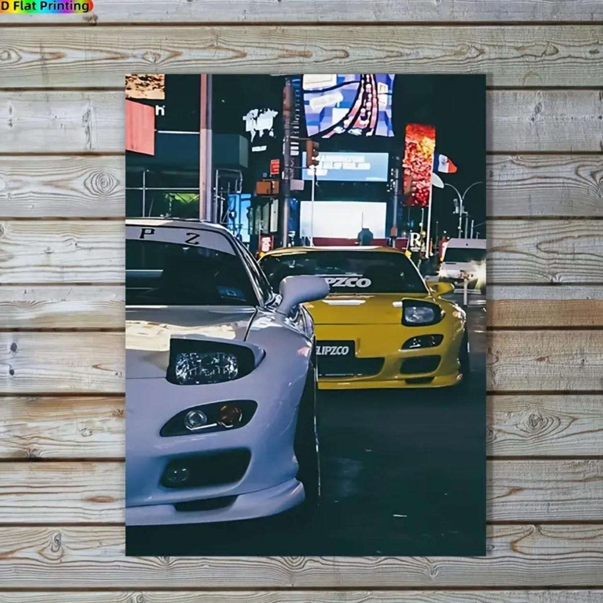 Cross-Border Car Racing Decorative Oil Canvas Painting with Pine Wood Frame 15x20